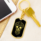Calavera Mexican Sugar Skull 91 Keychain Stainless Steel or 18k Gold Dog Tag Keyring-Express Your Love Gifts