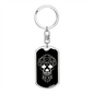 Calavera Mexican Sugar Skull 91 Keychain Stainless Steel or 18k Gold Dog Tag Keyring-Express Your Love Gifts