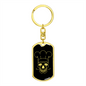 Calavera Mexican Sugar Skull 92 Keychain Stainless Steel or 18k Gold Dog Tag Keyring-Express Your Love Gifts