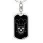 Calavera Mexican Sugar Skull 92 Keychain Stainless Steel or 18k Gold Dog Tag Keyring-Express Your Love Gifts
