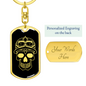 Calavera Mexican Sugar Skull 93 Keychain Stainless Steel or 18k Gold Dog Tag Keyring-Express Your Love Gifts