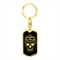 Calavera Mexican Sugar Skull 93 Keychain Stainless Steel or 18k Gold Dog Tag Keyring-Express Your Love Gifts