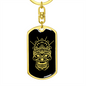 Calavera Mexican Sugar Skull 95 Keychain Stainless Steel or 18k Gold Dog Tag Keyring-Express Your Love Gifts