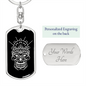 Calavera Mexican Sugar Skull 95 Keychain Stainless Steel or 18k Gold Dog Tag Keyring-Express Your Love Gifts