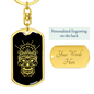 Calavera Mexican Sugar Skull 95 Keychain Stainless Steel or 18k Gold Dog Tag Keyring-Express Your Love Gifts
