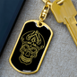 Calavera Mexican Sugar Skull 96 Keychain Stainless Steel or 18k Gold Dog Tag Keyring-Express Your Love Gifts