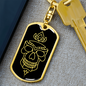 Calavera Mexican Sugar Skull 98 Keychain Stainless Steel or 18k Gold Dog Tag Keyring-Express Your Love Gifts