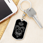 Calavera Mexican Sugar Skull 98 Keychain Stainless Steel or 18k Gold Dog Tag Keyring-Express Your Love Gifts