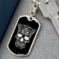 Calavera Mexican Sugar Skull 99 Keychain Stainless Steel or 18k Gold Dog Tag Keyring-Express Your Love Gifts