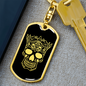 Calavera Mexican Sugar Skull 99 Keychain Stainless Steel or 18k Gold Dog Tag Keyring-Express Your Love Gifts