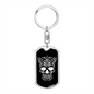 Calavera Mexican Sugar Skull 99 Keychain Stainless Steel or 18k Gold Dog Tag Keyring-Express Your Love Gifts