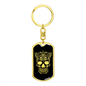 Calavera Mexican Sugar Skull 99 Keychain Stainless Steel or 18k Gold Dog Tag Keyring-Express Your Love Gifts