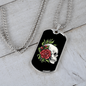Calavera Mexican Sugar Skull and Roses Necklace Stainless Steel or 18k Gold Dog Tag 24" Chain-Express Your Love Gifts