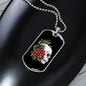 Calavera Mexican Sugar Skull and Roses Necklace Stainless Steel or 18k Gold Dog Tag 24" Chain-Express Your Love Gifts