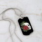Calavera Mexican Sugar Skull and Roses Necklace Stainless Steel or 18k Gold Dog Tag 24" Chain-Express Your Love Gifts