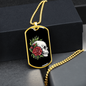 Calavera Mexican Sugar Skull and Roses Necklace Stainless Steel or 18k Gold Dog Tag 24" Chain-Express Your Love Gifts