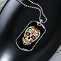 Calavera Mexican Sugar Skull Head Necklace Stainless Steel or 18k Gold Dog Tag 24" Chain-Express Your Love Gifts