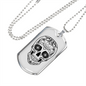Calavera Mexican Sugar Skull Necklace Stainless Steel or 18k Gold Dog Tag 24" Chain-Express Your Love Gifts