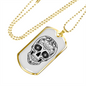 Calavera Mexican Sugar Skull Necklace Stainless Steel or 18k Gold Dog Tag 24" Chain-Express Your Love Gifts