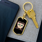 Calavera Mexican Sugar Skull Pug Keychain Stainless Steel or 18k Gold Dog Tag Keyring-Express Your Love Gifts