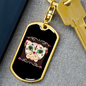 Calavera Mexican Sugar Skull Pug Keychain Stainless Steel or 18k Gold Dog Tag Keyring-Express Your Love Gifts