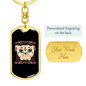 Calavera Mexican Sugar Skull Pug Keychain Stainless Steel or 18k Gold Dog Tag Keyring-Express Your Love Gifts