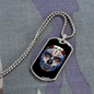 Calavera Mexican Sugar Skull Red Flower Necklace Stainless Steel or 18k Gold Dog Tag 24" Chain-Express Your Love Gifts