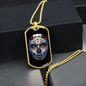 Calavera Mexican Sugar Skull Red Flower Necklace Stainless Steel or 18k Gold Dog Tag 24" Chain-Express Your Love Gifts