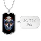 Calavera Mexican Sugar Skull Red Flower Necklace Stainless Steel or 18k Gold Dog Tag 24" Chain-Express Your Love Gifts