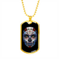 Calavera Mexican Sugar Skull Red Flower Necklace Stainless Steel or 18k Gold Dog Tag 24" Chain-Express Your Love Gifts