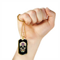 Calavera Mexican Sugar Skull With Flowers Necklace Stainless Steel or 18k Gold Dog Tag 24" Chain-Express Your Love Gifts