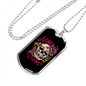 Calavera Mexican Sugar Traditional Skull Flowers Necklace Stainless Steel or 18k Gold Dog Tag 24" Chain-Express Your Love Gifts