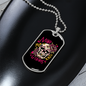 Calavera Mexican Sugar Traditional Skull Flowers Necklace Stainless Steel or 18k Gold Dog Tag 24" Chain-Express Your Love Gifts