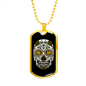Calavera Mexican Sugar White Yellow Skull Necklace Stainless Steel or 18k Gold Dog Tag 24" Chain-Express Your Love Gifts