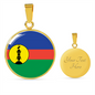 Caledonia Flag Necklace Circle Pendant Stainless Steel or 18k Gold 18-22"-Express Your Love Gifts