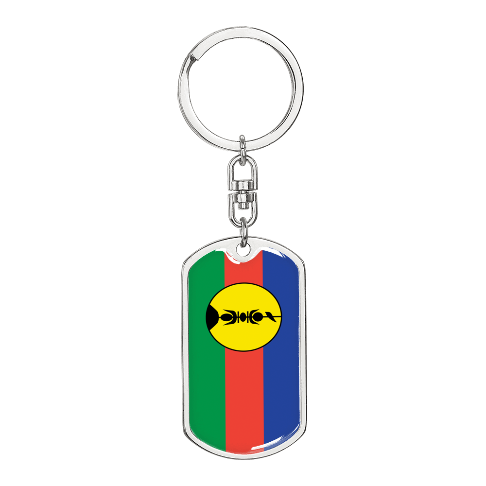 Caledonia Flag Swivel Keychain Dog Tag Stainless Steel or 18k Gold-Express Your Love Gifts