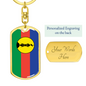 Caledonia Flag Swivel Keychain Dog Tag Stainless Steel or 18k Gold-Express Your Love Gifts