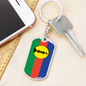 Caledonia Flag Swivel Keychain Dog Tag Stainless Steel or 18k Gold-Express Your Love Gifts
