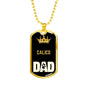Calico Cat Dad Necklace Stainless Steel or 18k Gold Dog Tag 24" Chain-Express Your Love Gifts