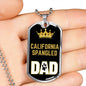 California Spangled Cat Dad Necklace Stainless Steel or 18k Gold Dog Tag 24" Chain-Express Your Love Gifts