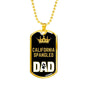 California Spangled Cat Dad Necklace Stainless Steel or 18k Gold Dog Tag 24" Chain-Express Your Love Gifts