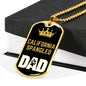California Spangled Cat Dad Necklace Stainless Steel or 18k Gold Dog Tag 24" Chain-Express Your Love Gifts