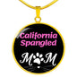 California Spangled Cat Mom Necklace Circle Pendant Stainless Steel or 18k Gold 18-22"-Express Your Love Gifts