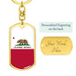 California State Flag Keychain Dog Tag Stainless Steel or 18k Gold-Express Your Love Gifts
