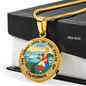 California State Seal Necklace Circle Pendant Stainless Steel or 18k Gold 18-22"-Express Your Love Gifts