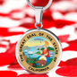 California State Seal Necklace Circle Pendant Stainless Steel or 18k Gold 18-22"-Express Your Love Gifts