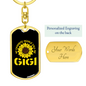 Call Me Gigi Sunflower Mom Keychain Stainless Steel or 18k Gold Dog Tag Keyring-Express Your Love Gifts