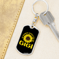 Call Me Gigi Sunflower Mom Keychain Stainless Steel or 18k Gold Dog Tag Keyring-Express Your Love Gifts