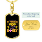 Call Me Honey Sunflower Mom Keychain Stainless Steel or 18k Gold Dog Tag Keyring-Express Your Love Gifts