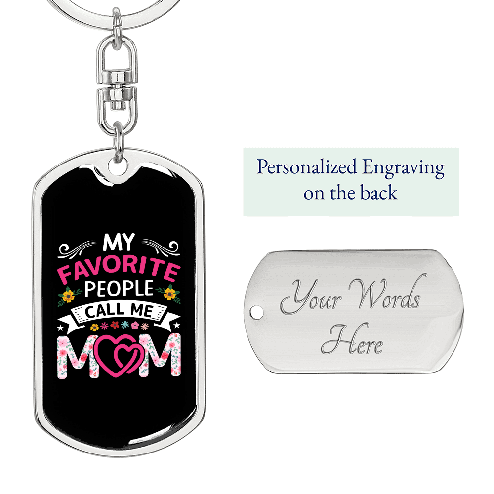 Call Me Mom Colors Keychain Stainless Steel or 18k Gold Dog Tag Keyring-Express Your Love Gifts